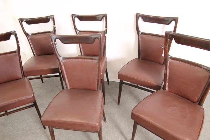 photo vinterior Six Unique Vittorio Dassi Chairs From The 50s In Wood And Sky Modern Vintage Design