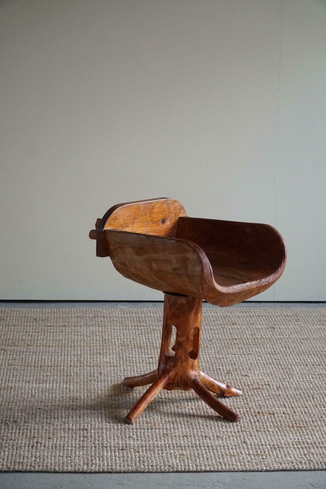 Sculptural Unique Stump Chair By Finnish Matti Martikka In Solid Pine, 1960s photo 3624.0