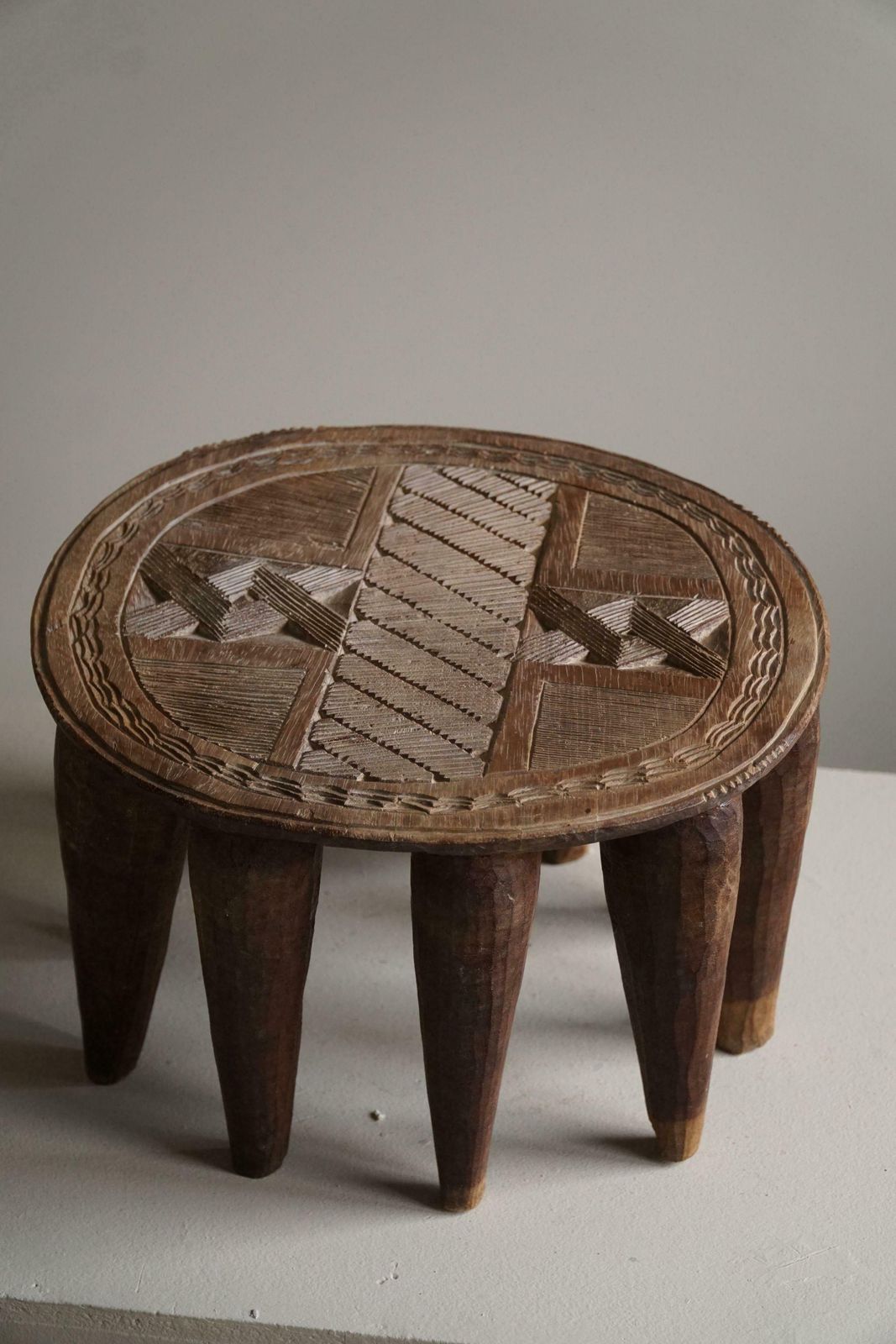 Hand Carved "Nupe Tribe" Stool With 10 Legs, Wabi Sabi, Made In Nigeria, 1950s photo Furniture
