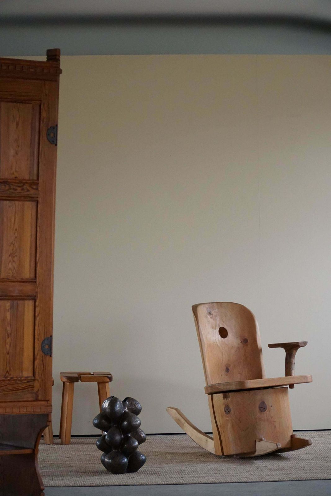 Sculptural Unique Rocking Chair By Finnish Matti Martikka In Solid Pine, 1960s photo furniture
