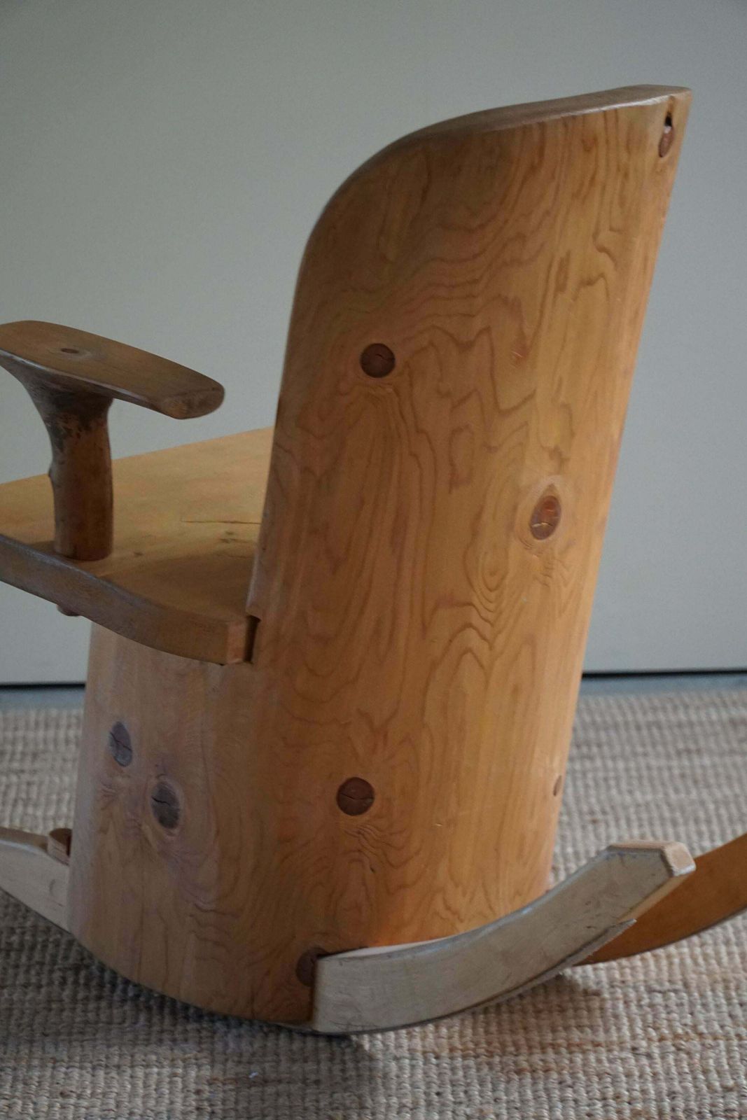 Sculptural Unique Rocking Chair By Finnish Matti Martikka In Solid Pine, 1960s photo buy