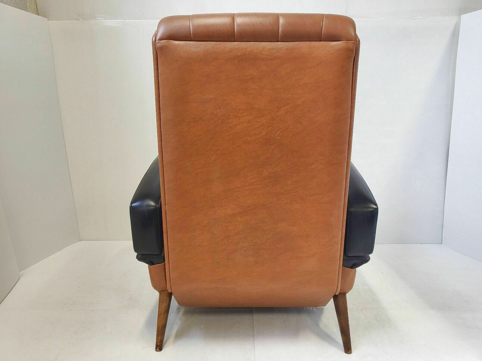 Vintage Italian Armchair 1950 Skai Brown & Black Dlg Marco Zanuso 50s Rockabilly photo 998.0