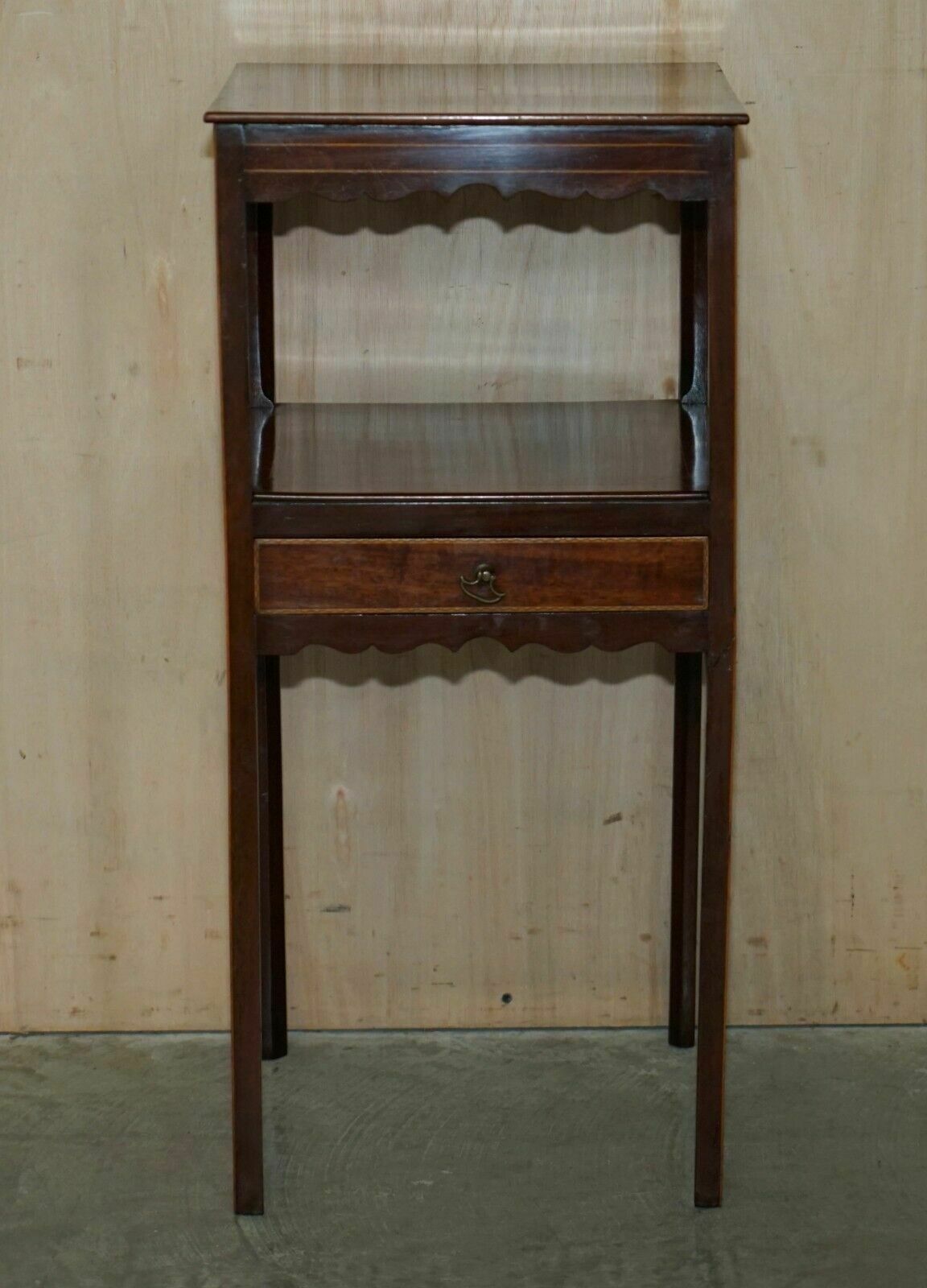 Antique Victorian Mahogany Single Drawer Tall Lamp Twin Top Table Plants Etc photo furniture