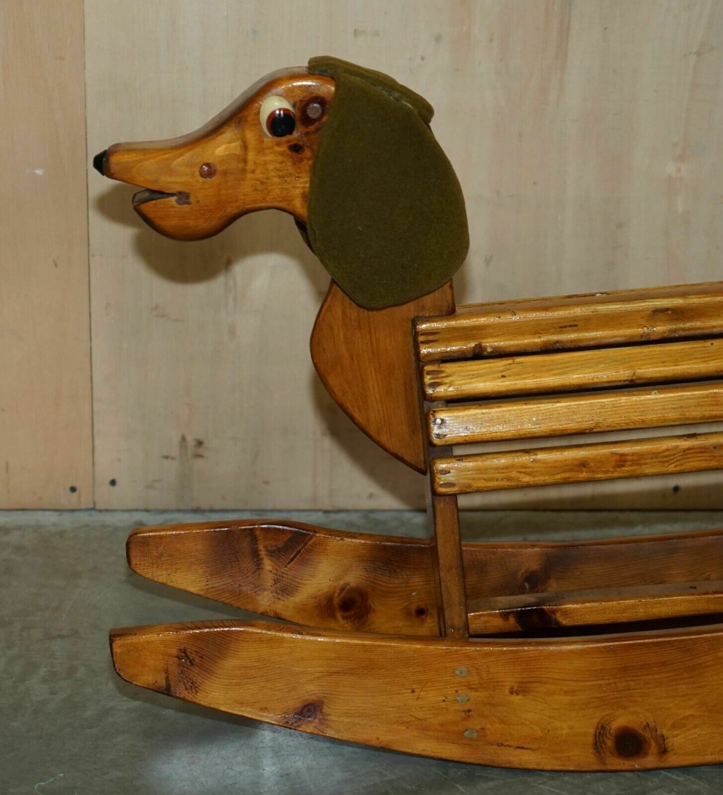 Stunning Hand Made Circa 1930 Childrens Rocking Horse Of A Dachshund Sausage Dog photo for sale