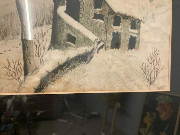 photo for sale Ancient Painting From The End Of The 19th Century By Alessandro Castelli, House With Snow, Signed.