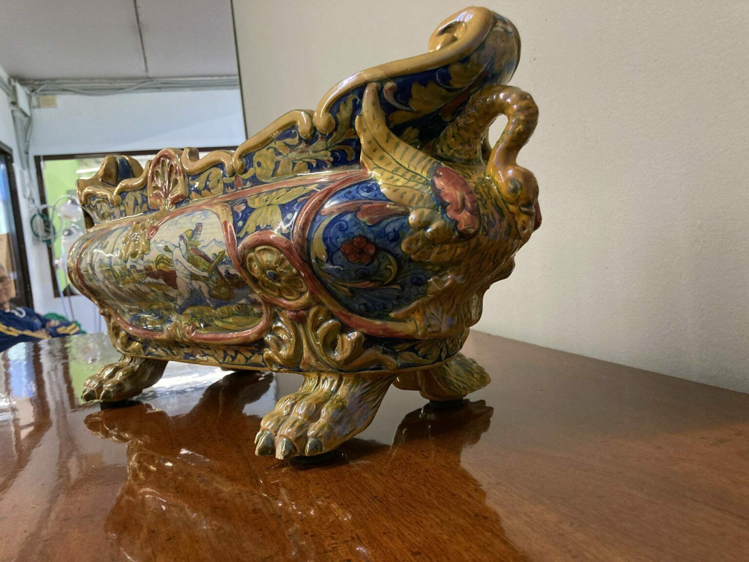 Antique Centerpiece In Luster Ceramic Santarelli Gualdo Tadino 1920 photo Home Decor