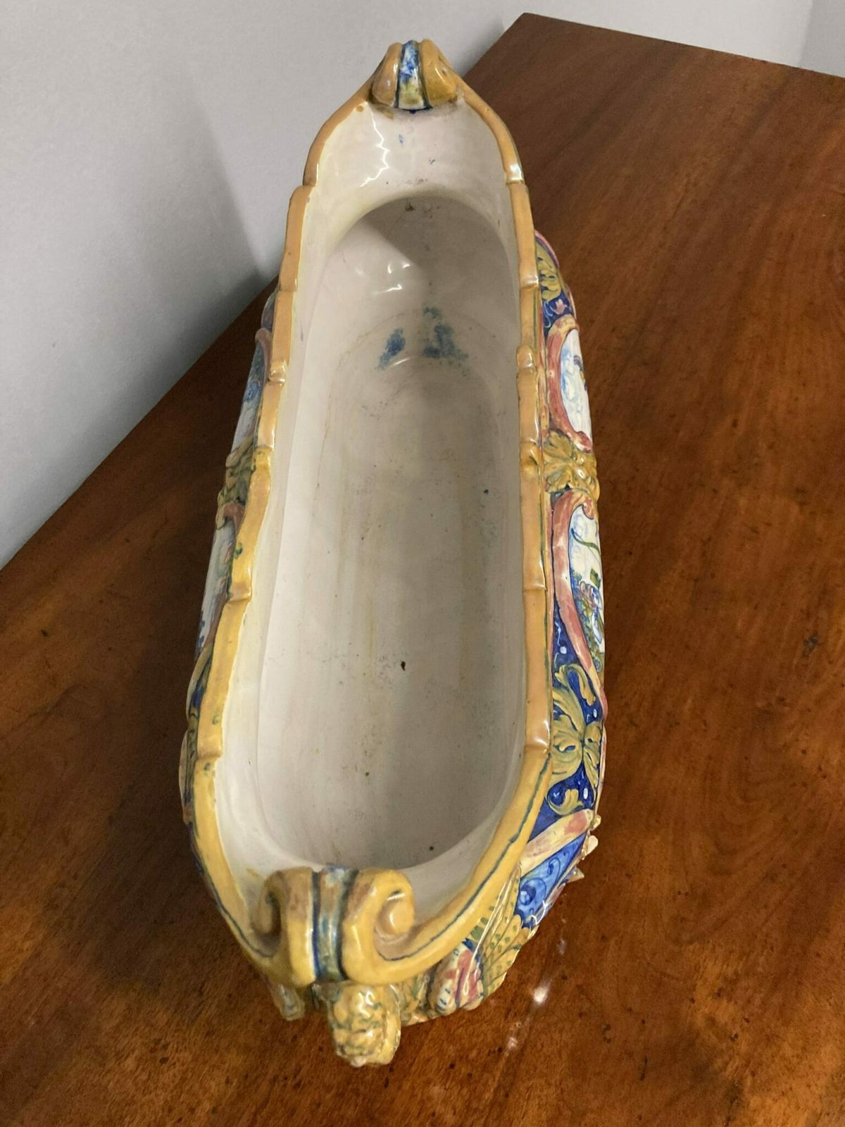 Antique Centerpiece In Luster Ceramic Santarelli Gualdo Tadino 1920 photo vinterior