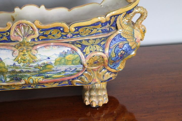 Home Decor Antique Centerpiece In Luster Ceramic Santarelli Gualdo Tadino 1920 photo
