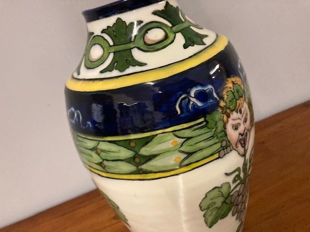 Antique Art Nouveau Majolica Vase Pasquali Umbertide 1910 Taste photo vintage