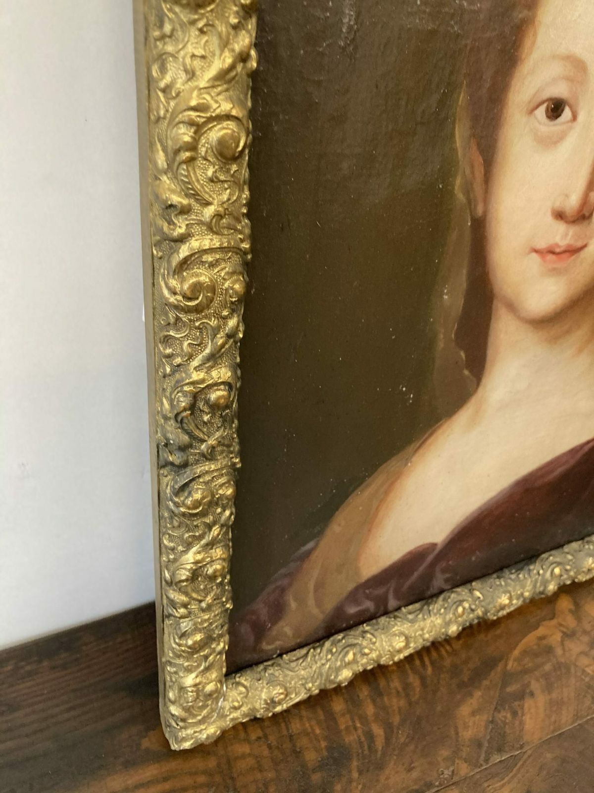 Ancient Lady Oil On Canvas From The 18th Century Tuscan School. Painted Antique photo 1308.32