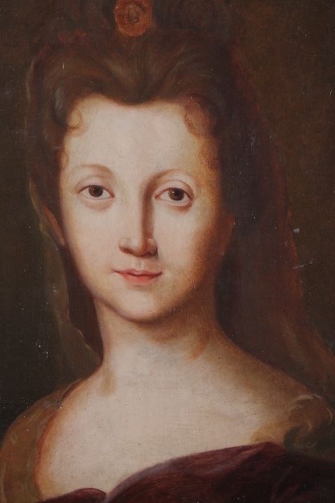 1308.32 Ancient Lady Oil On Canvas From The 18th Century Tuscan School. Painted Antique photo
