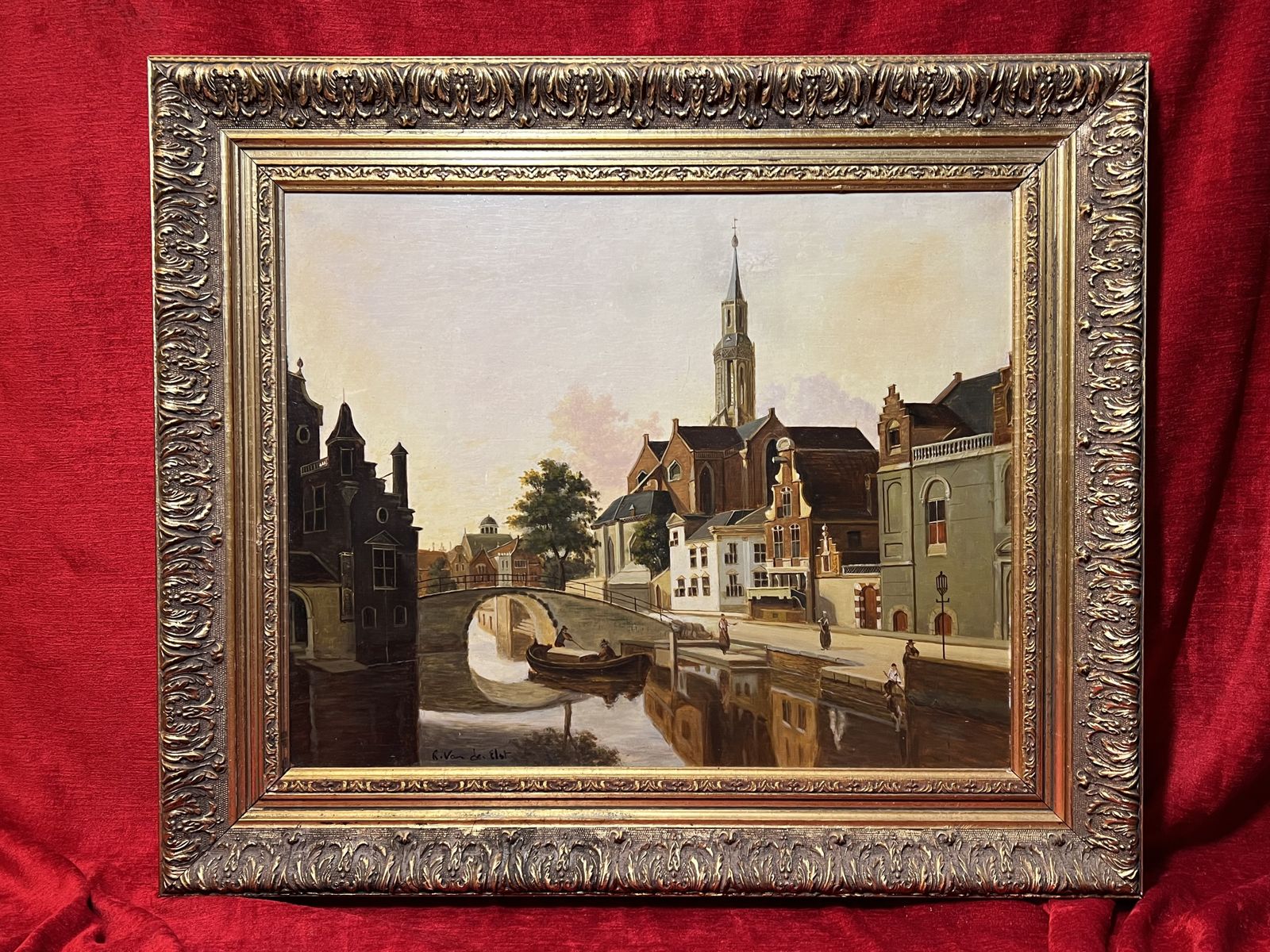 20th Century Dutch School After Johannes Vermeer 'View Of Delft' Oil Painting photo for sale