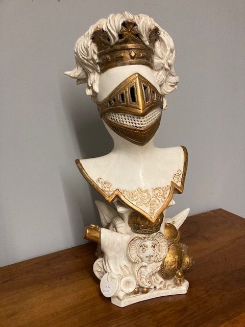 Ancient Ceramic Sculpture Of Knight's Armor With Base From The Early 1900s photo 540.8