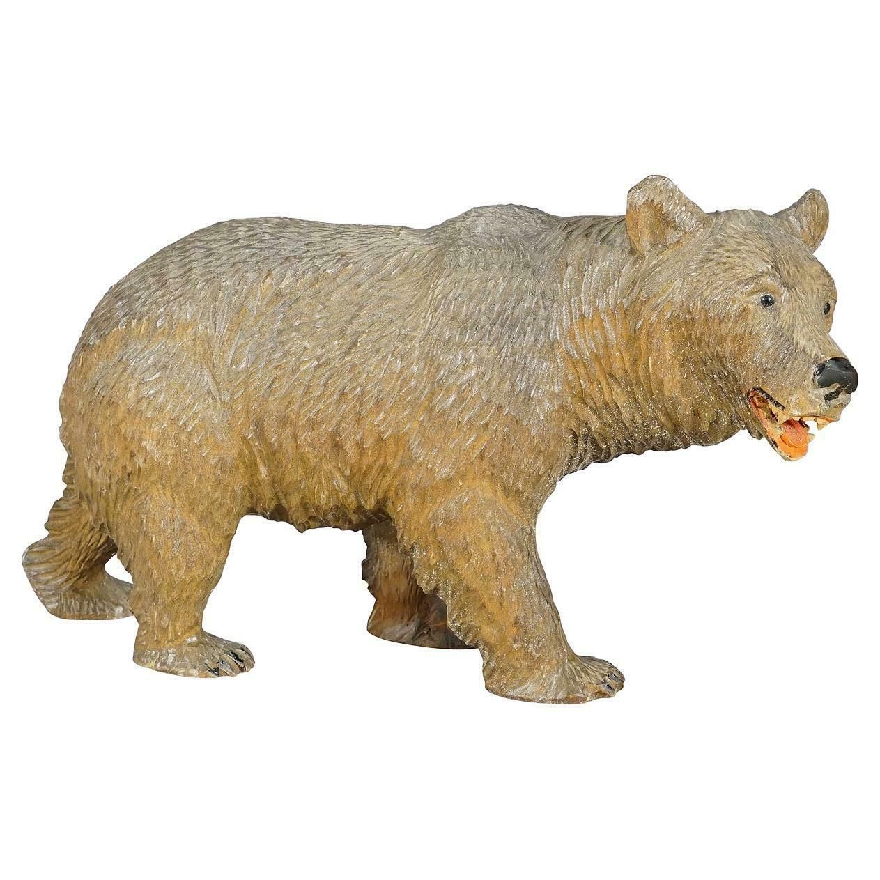 Vintage Wooden Walking Bear Handcarved In Brienz Ca. 1930s photo buy