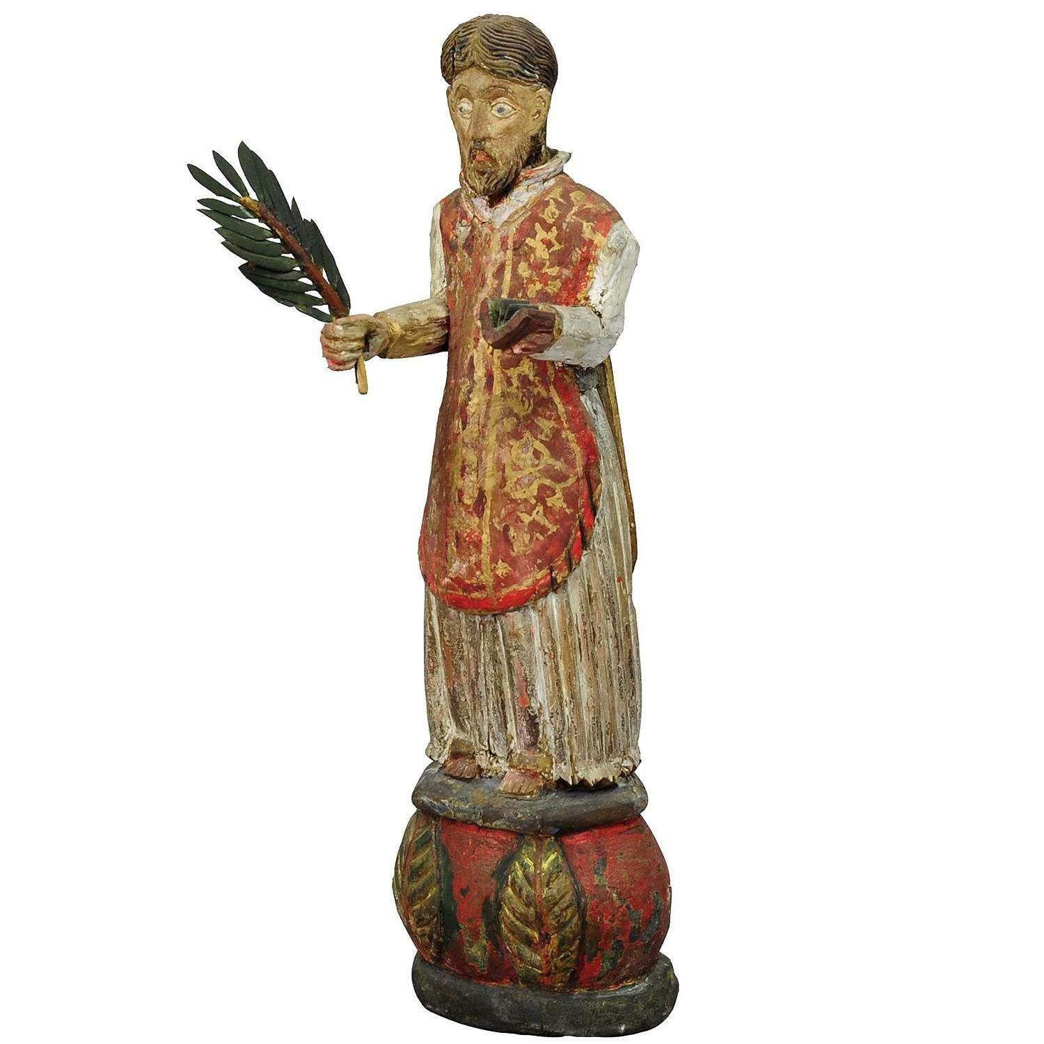 Wooden Carved Sculpture Of A Saint, Circa 1850 photo furniture