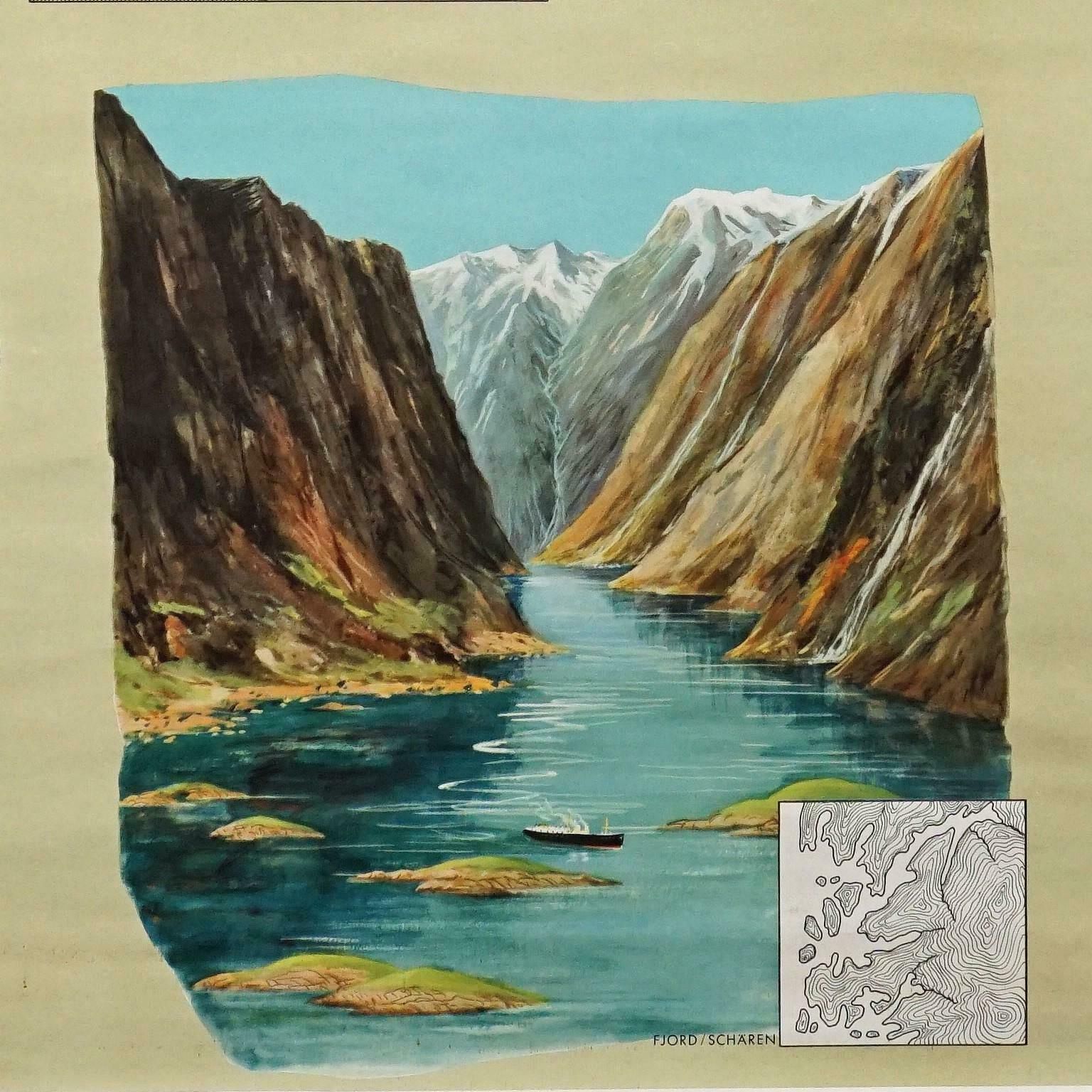 Geological Earth Surface Volcanic Island Fjord Mural Rollable Wallchart photo vinterior
