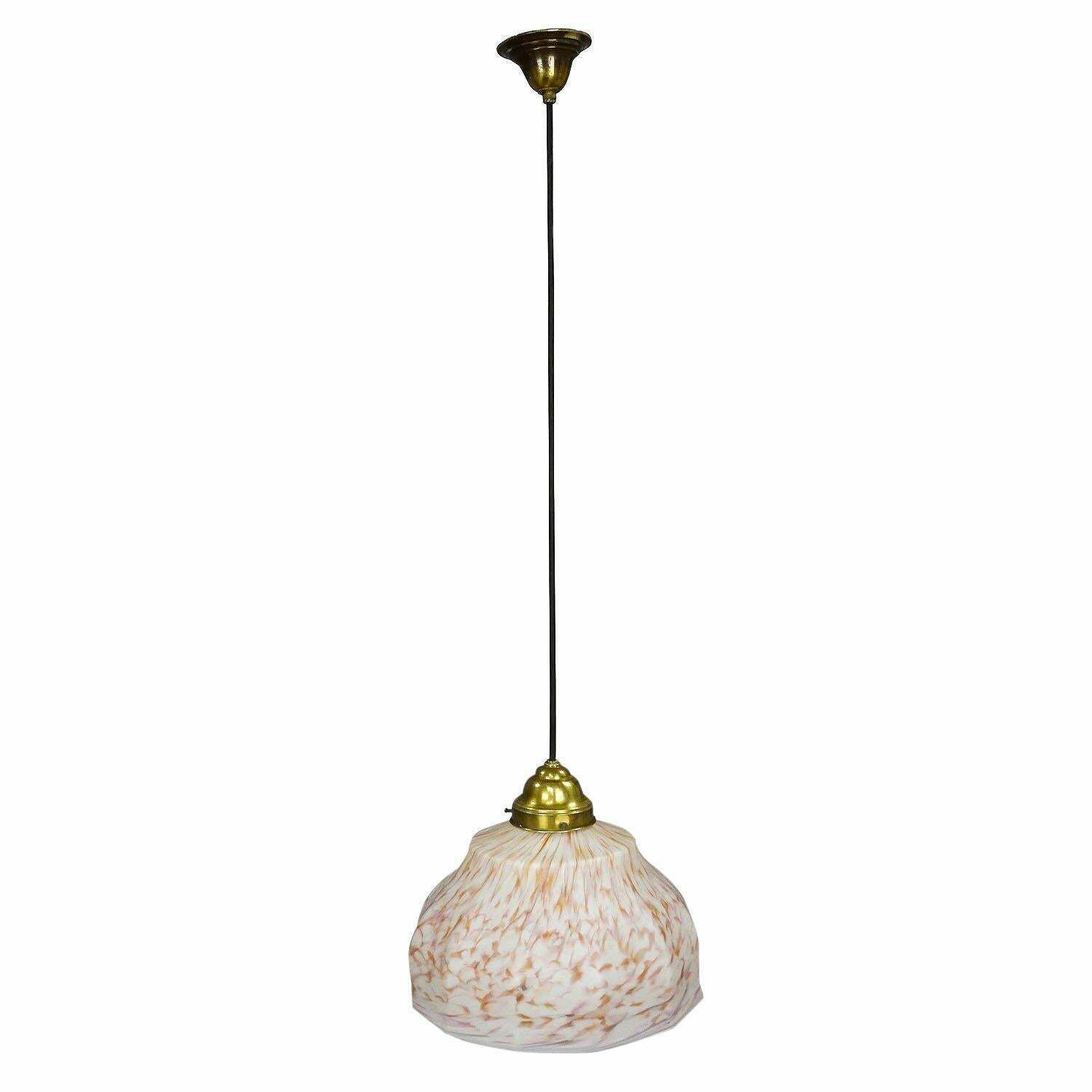 Vintage Pendant Light With White And Antique Pink Glass Shade, Circa 1950 photo furniture