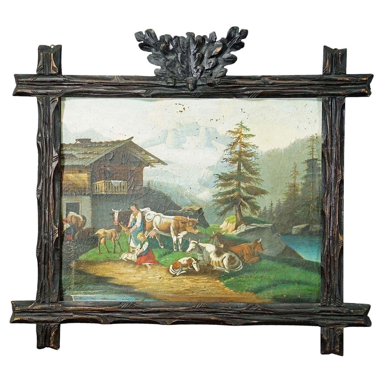 Unknown, Folksy Scenery With Cattles, Goats And Farmer''S Wifes, Ca. 1900s