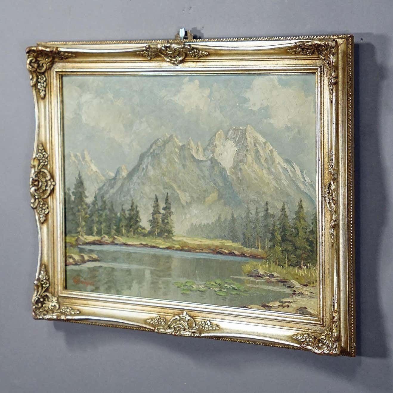 W. Kruegner, Summerly High Mountain Landscape With Alpine Lake And Watzmann photo for sale
