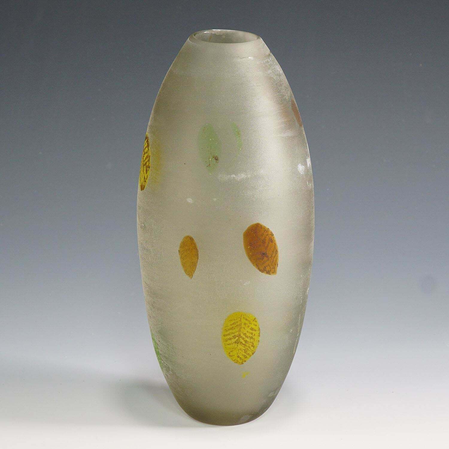 Gino Cenedese ''A Scavo'' Glass Vase With Fall Leaves photo furniture