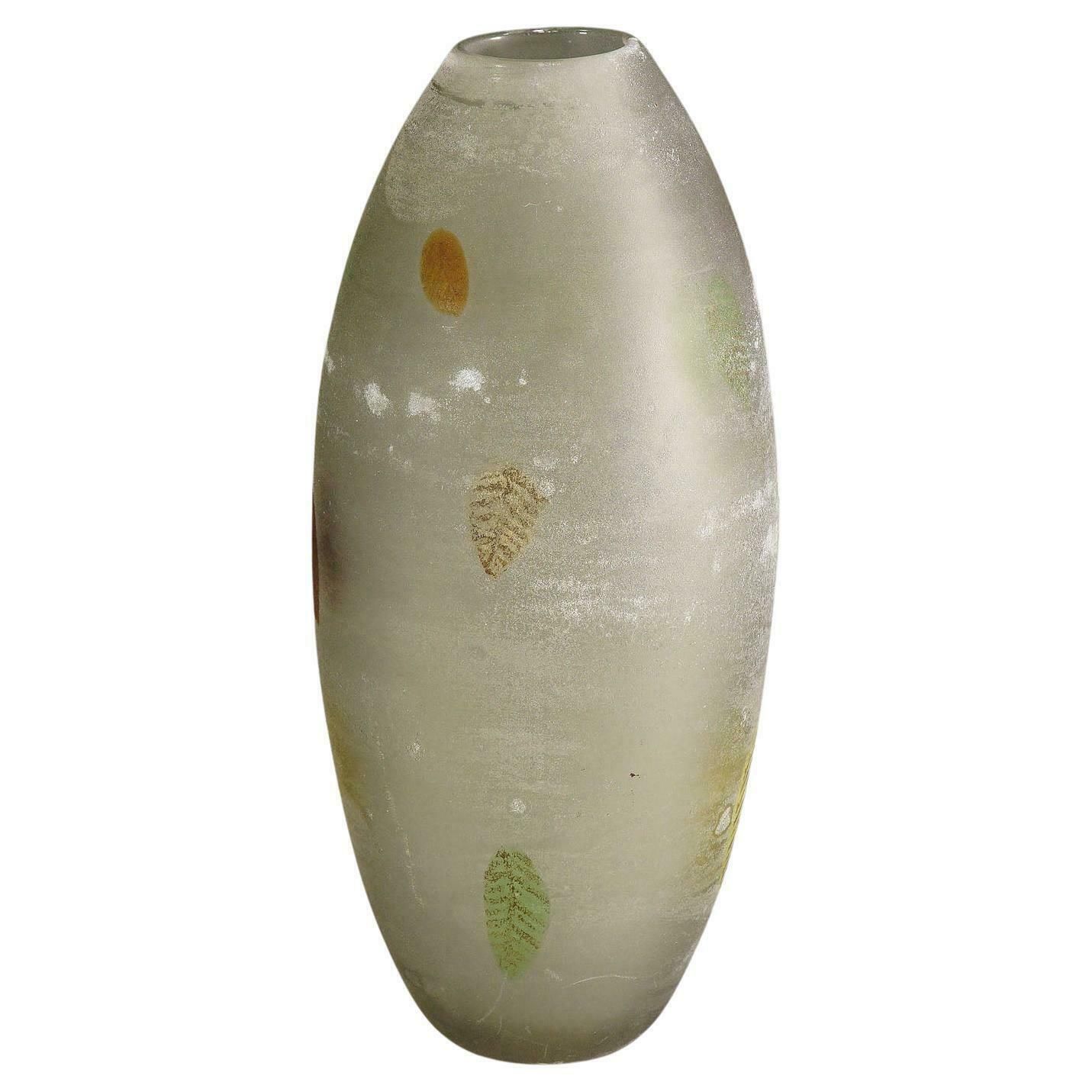 1822.0 Gino Cenedese ''A Scavo'' Glass Vase With Fall Leaves photo