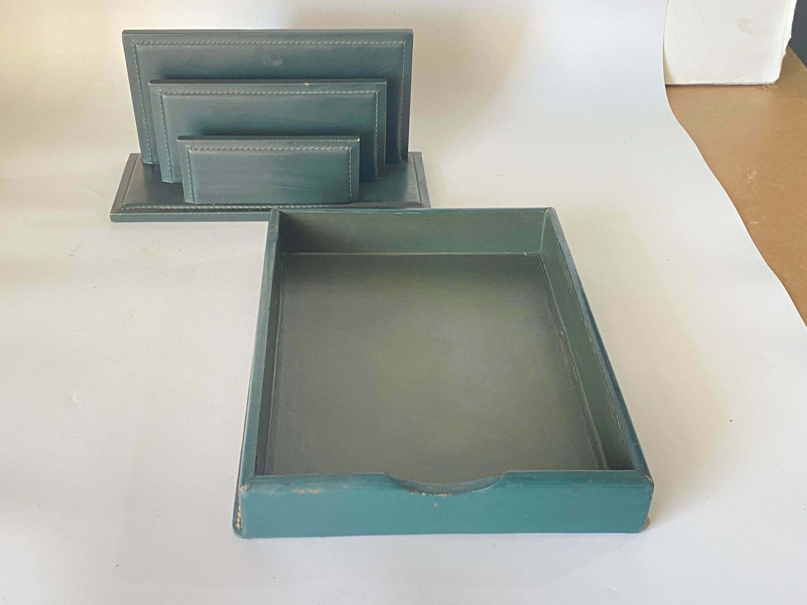 photo for sale Desk Accessories, Letter Holder By Jacques Adnet And Letter Tray Paper Holder