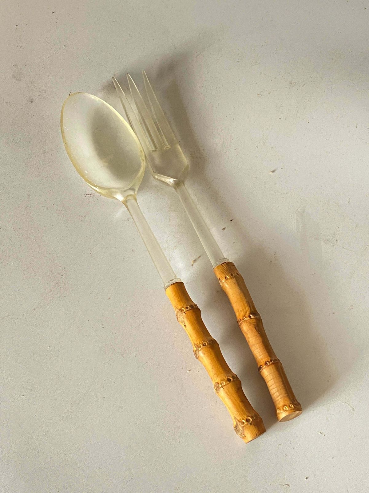 Cutlery France 1970, Fork And Knife 2 Pieces For Salad Service In Faux Bamboo photo furniture