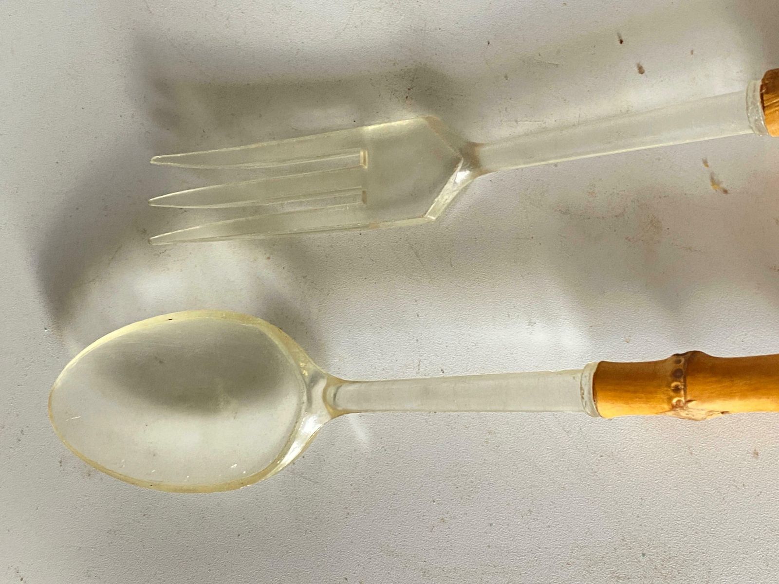 Cutlery France 1970, Fork And Knife 2 Pieces For Salad Service In Faux Bamboo photo Home Decor