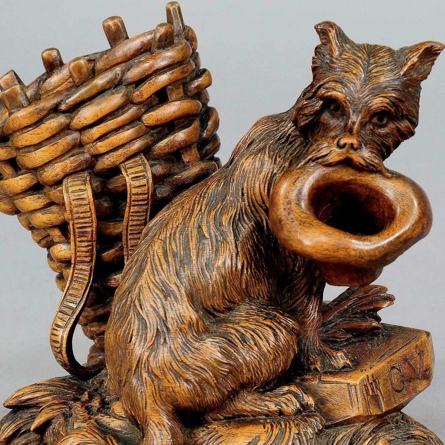 Black Forest Wooden Carved Begging Dog, Brienz, Ca. 1900 photo for sale