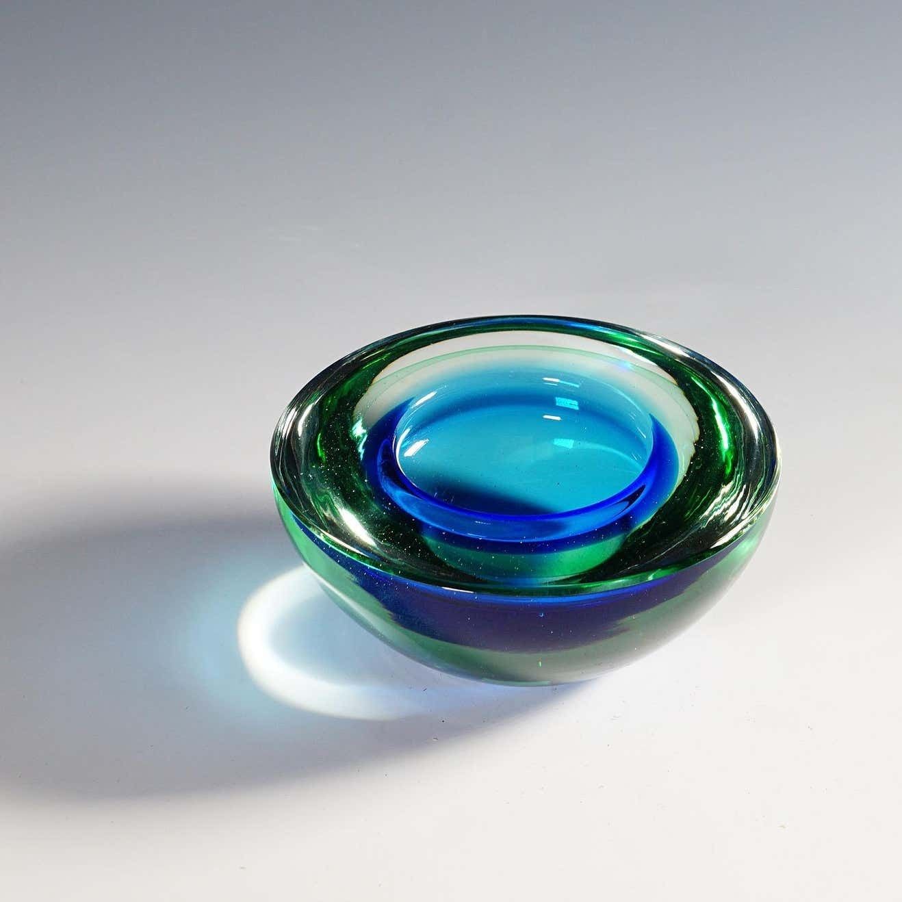 Archimede Seguso Geode Bowl In Green And Blue  Murano Italy Ca 1950s photo furniture