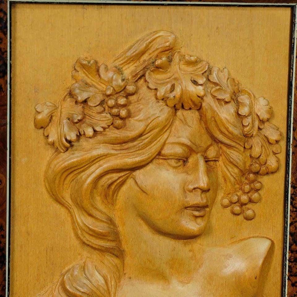 Wooden Carved Victorian Lady Wall Plaque, Circa 1920 photo furniture