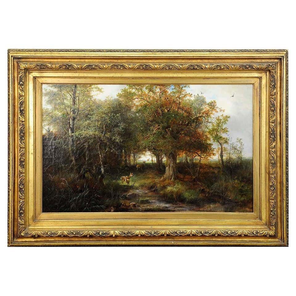 Ludwig Sellmayr, Hert Met Hinde En Kalf In Het Bos, Ca. 1880