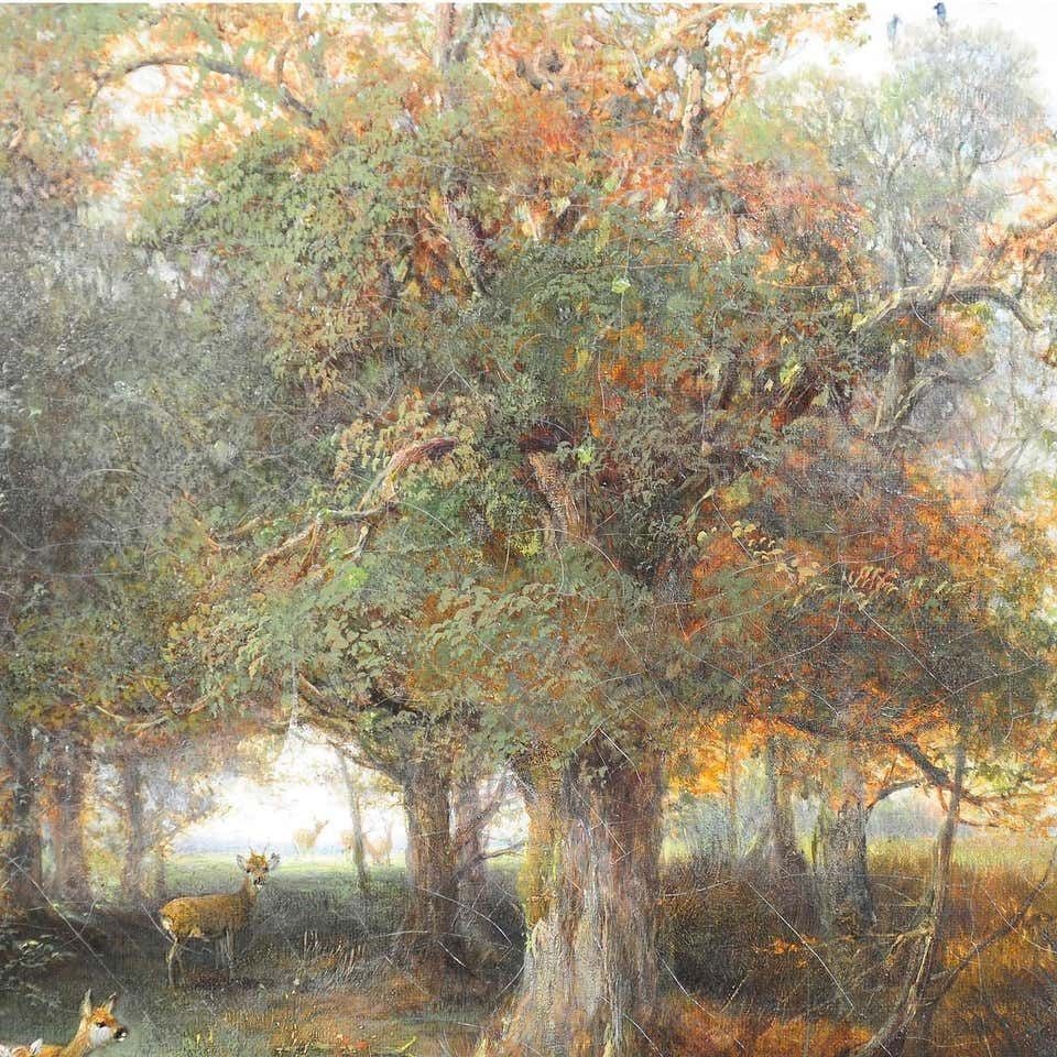 Ludwig Sellmayr, Hert Met Hinde En Kalf In Het Bos, Ca. 1880 photo Kunst