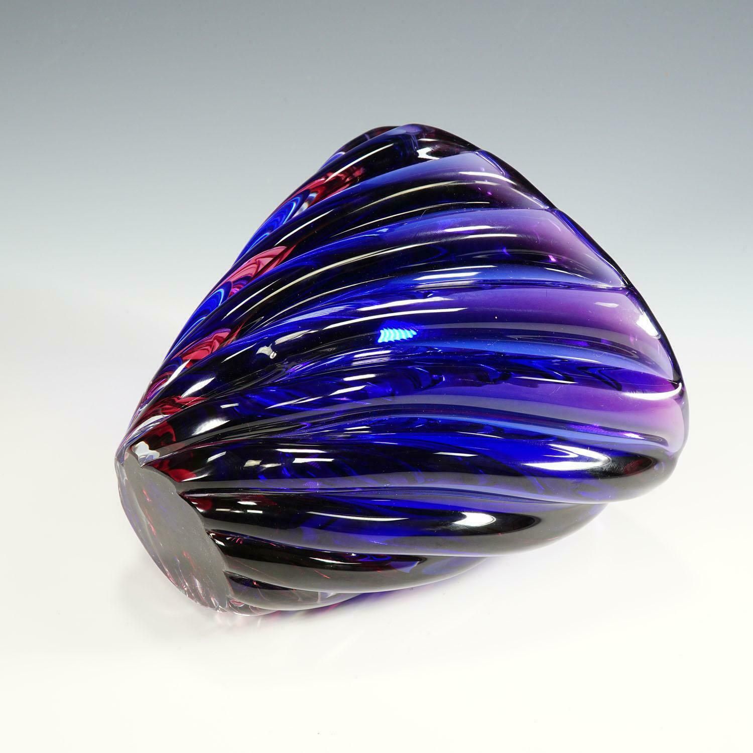 Archimede Seguso Murano Ribbed Sommerso Vase, 1950s photo vinterior