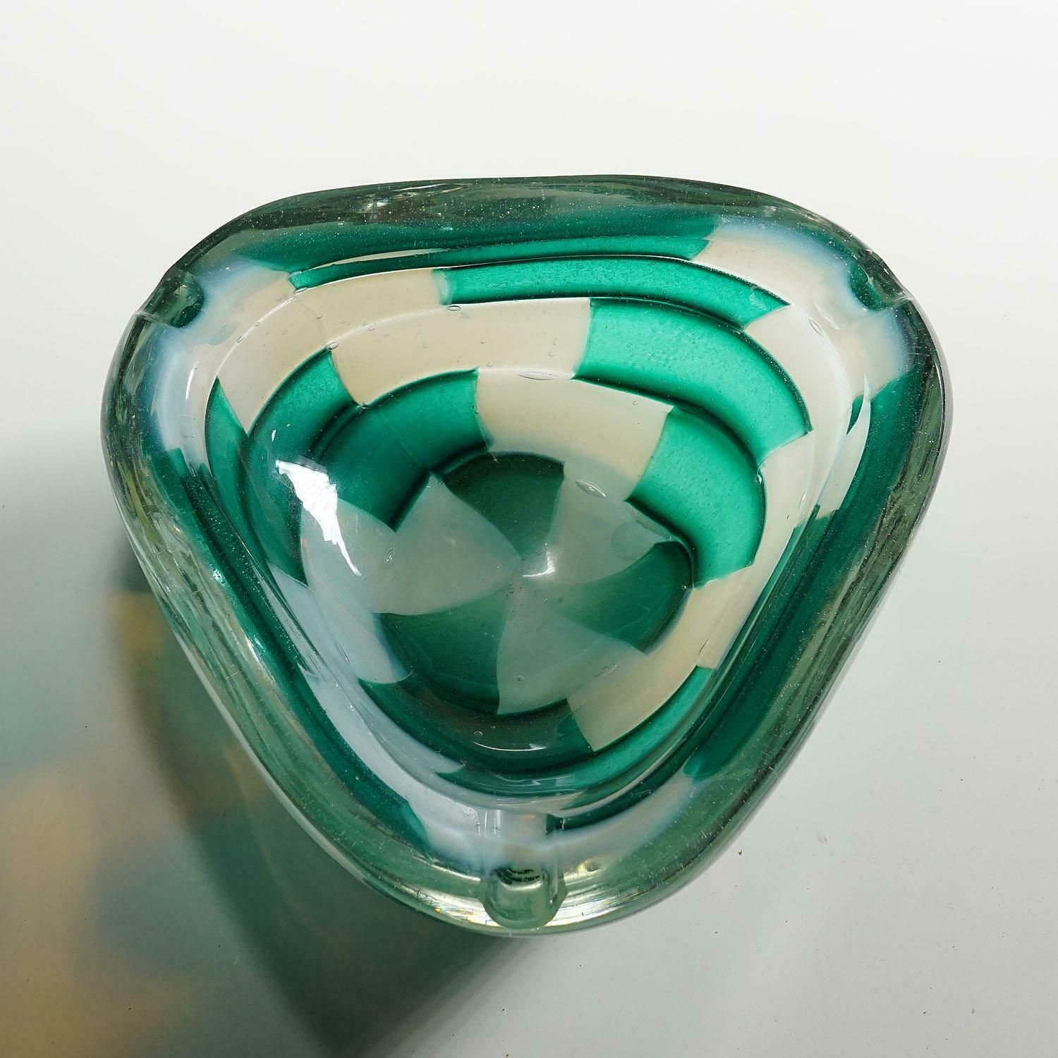 Vintage Murano Pezzato Art Glass Ashtray By Barovier & Toso 1950s photo vinterior