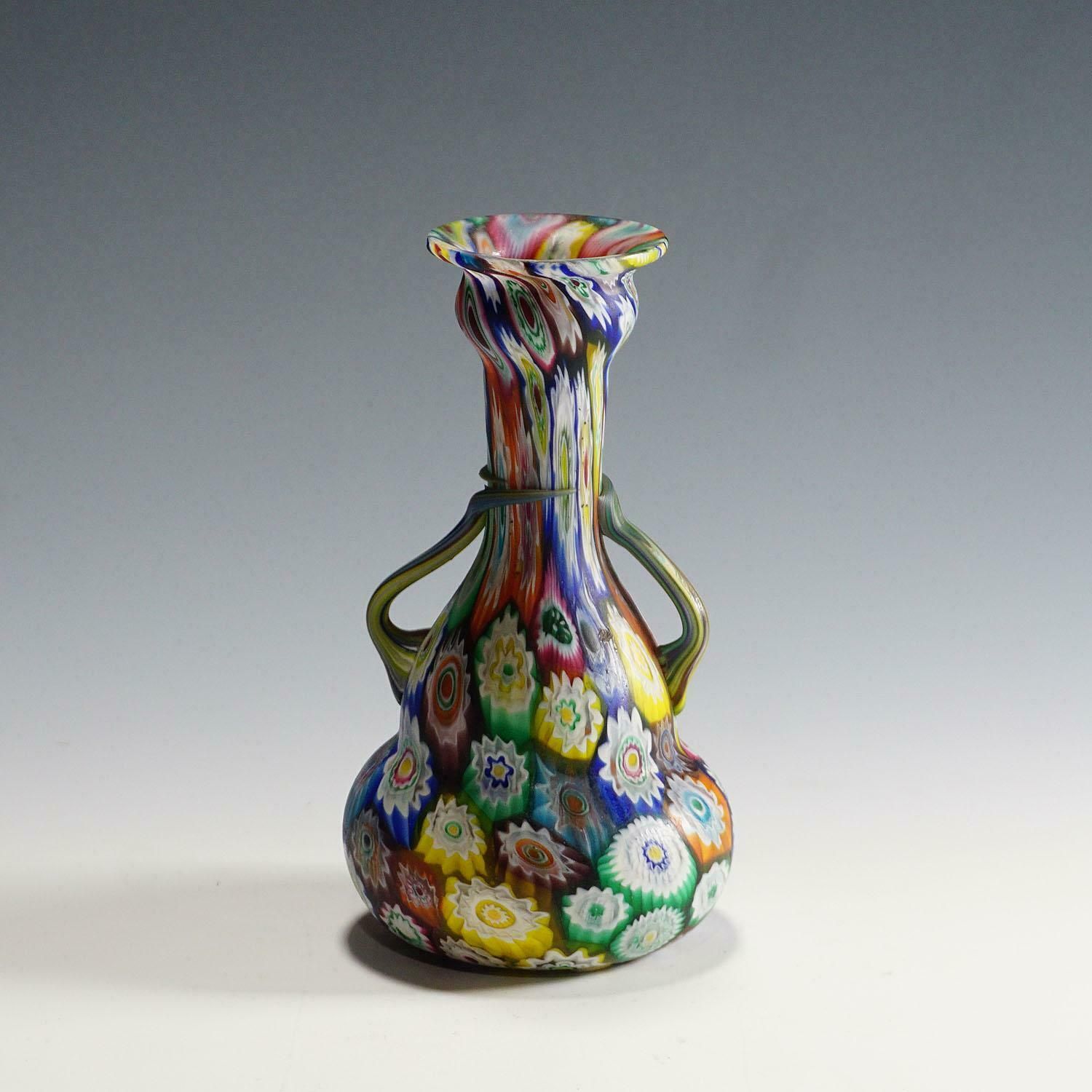 Multicoloured Fratelli Toso Millefiori Murrine Vase, Murano Early 20th Century photo furniture