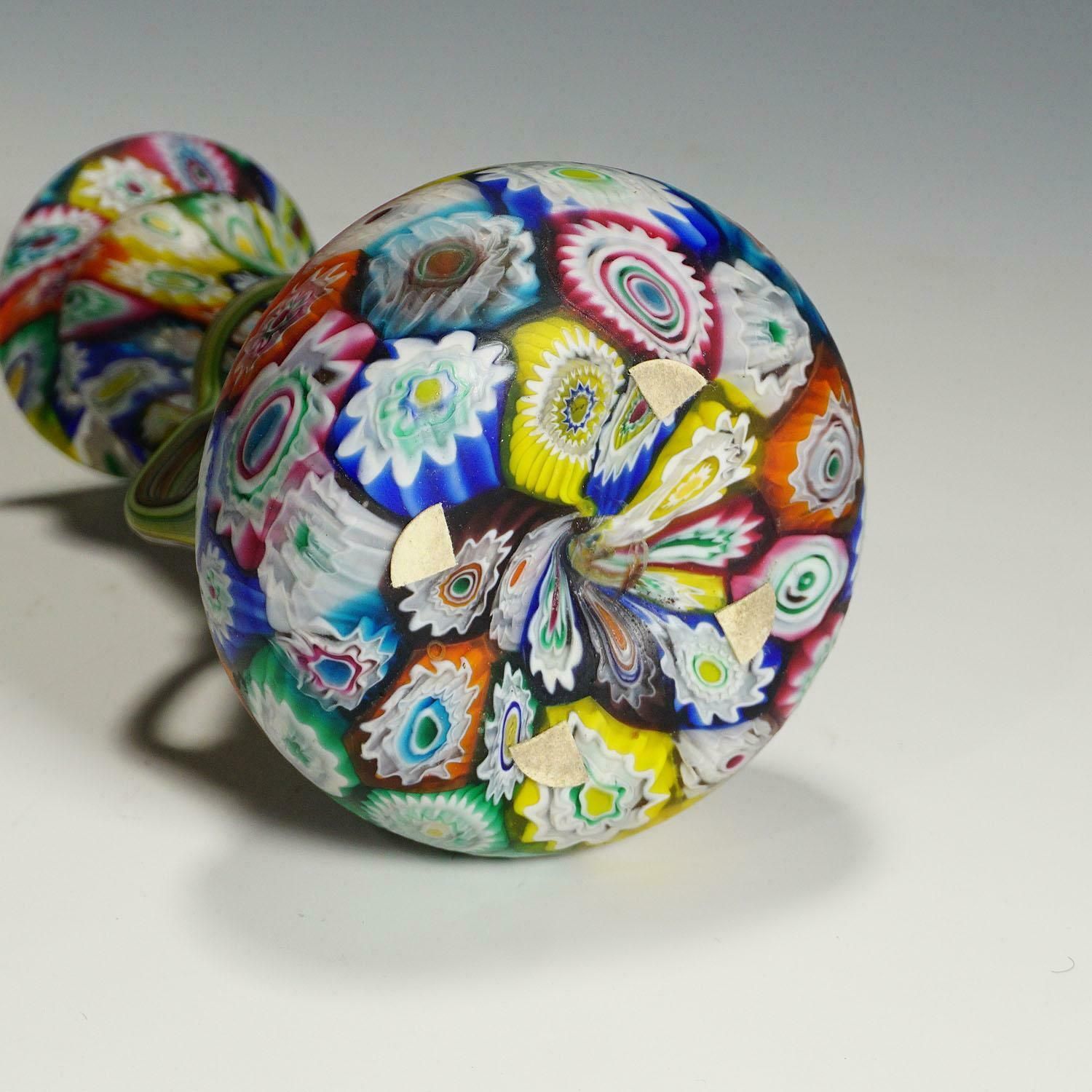 photo furniture Multicoloured Fratelli Toso Millefiori Murrine Vase, Murano Early 20th Century