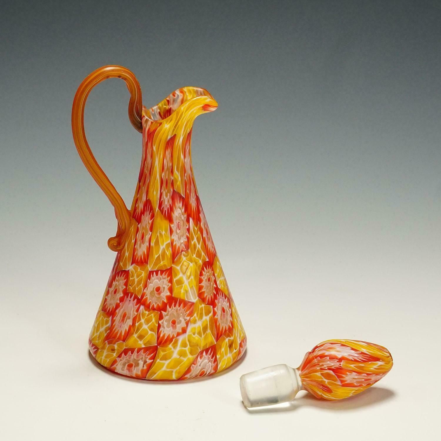 Antique Millefiori Jug With Handles By Fratelli Toso, Murano, Circa 1920 photo Home Decor