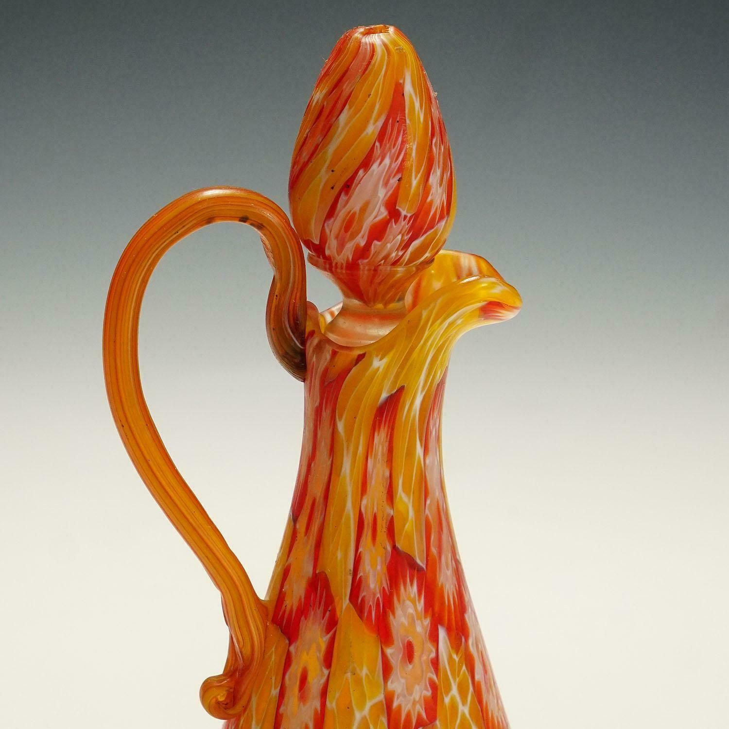 Antique Millefiori Jug With Handles By Fratelli Toso, Murano, Circa 1920 photo 886.0
