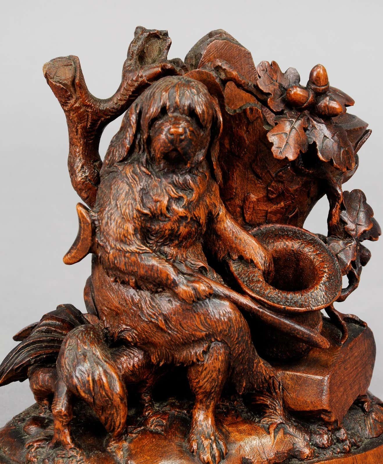 Fine Carved Black Forest Statue Of A Disabled Dog Brienz Circa 1900 photo for sale