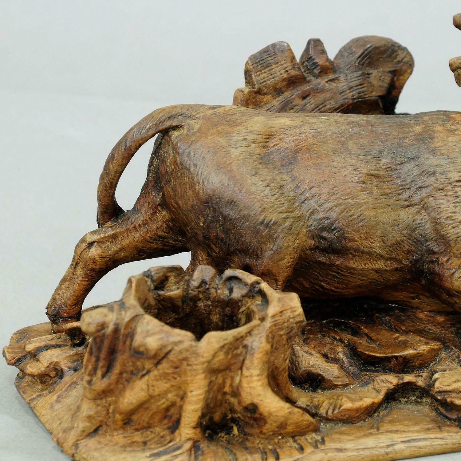 Finely Carved Statue Of A Bull, Black Forest Ca. 1900 photo 1119.0