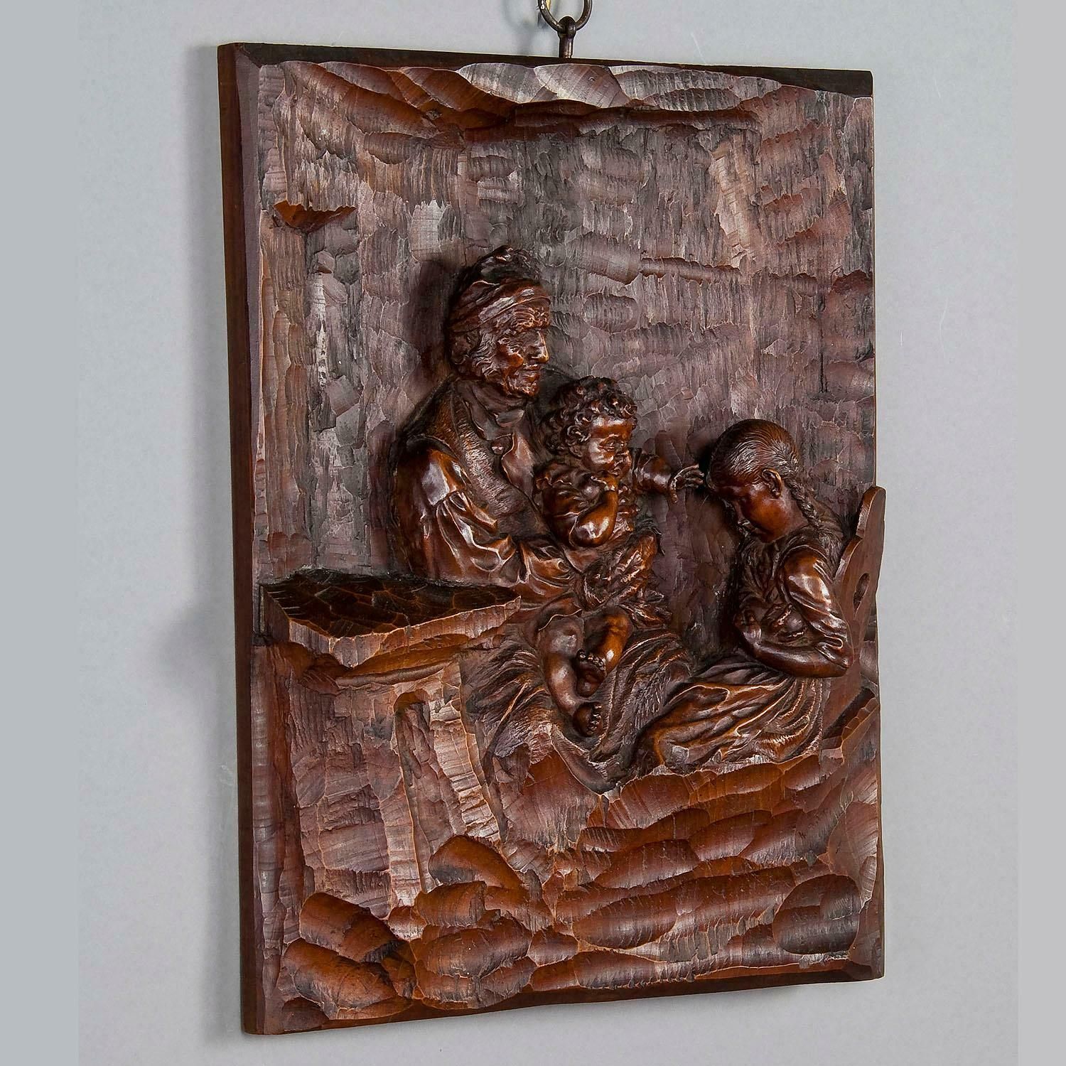 Relief Woodcarving By Hermann Steiner Meran 19th Century photo for sale
