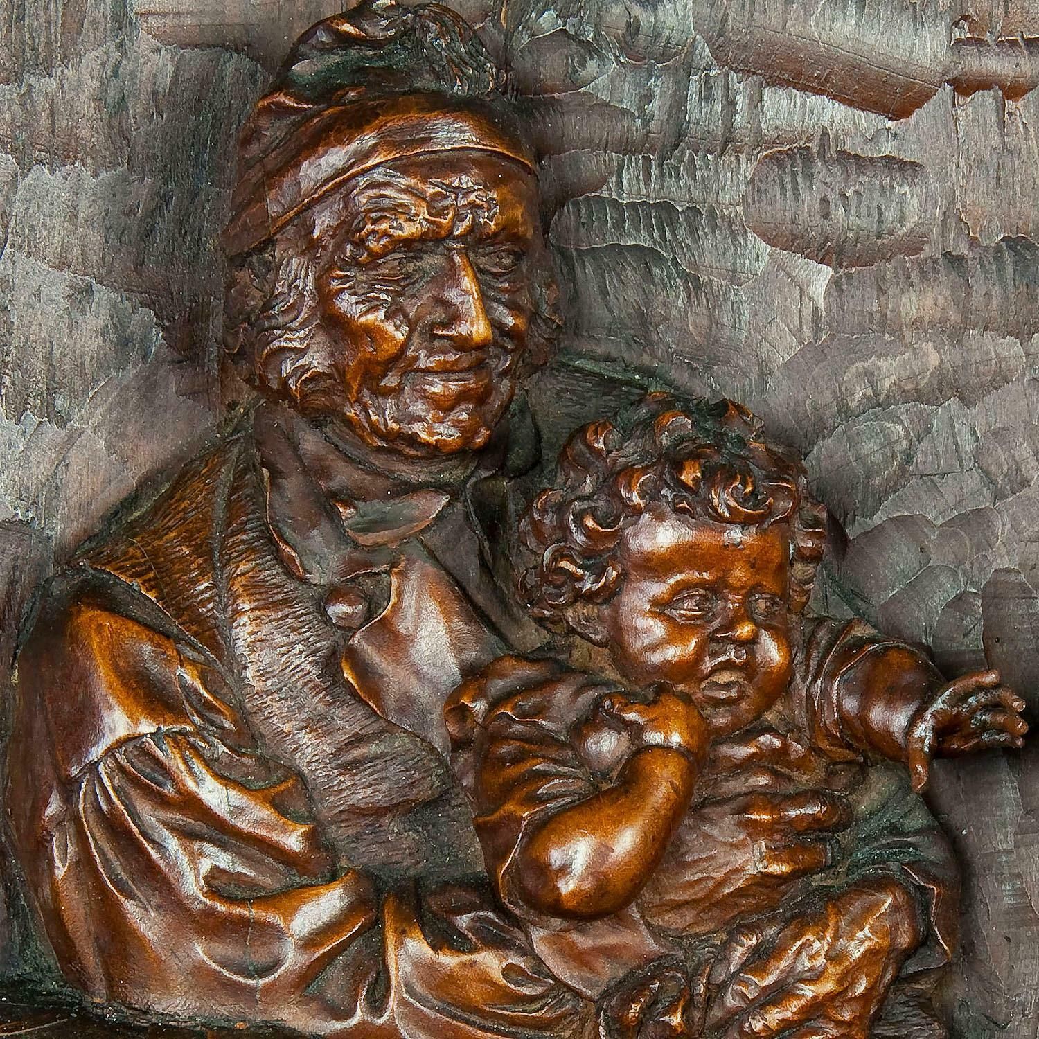 Relief Woodcarving By Hermann Steiner Meran 19th Century photo Art