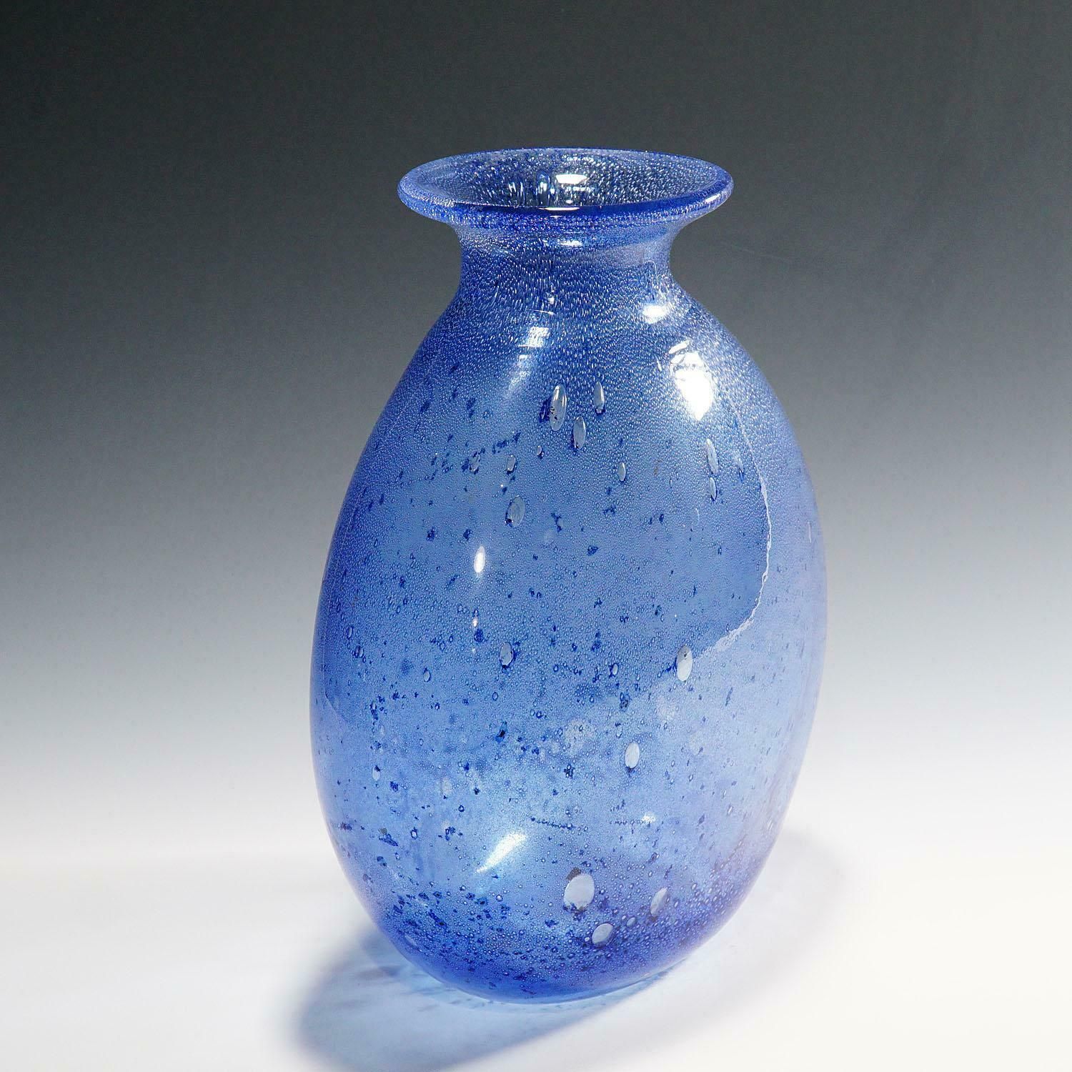 Monumentale Ercole Barovier, Barovier & Toso Efeso Blauwe Vaas, 1964 photo Woonaccessoires