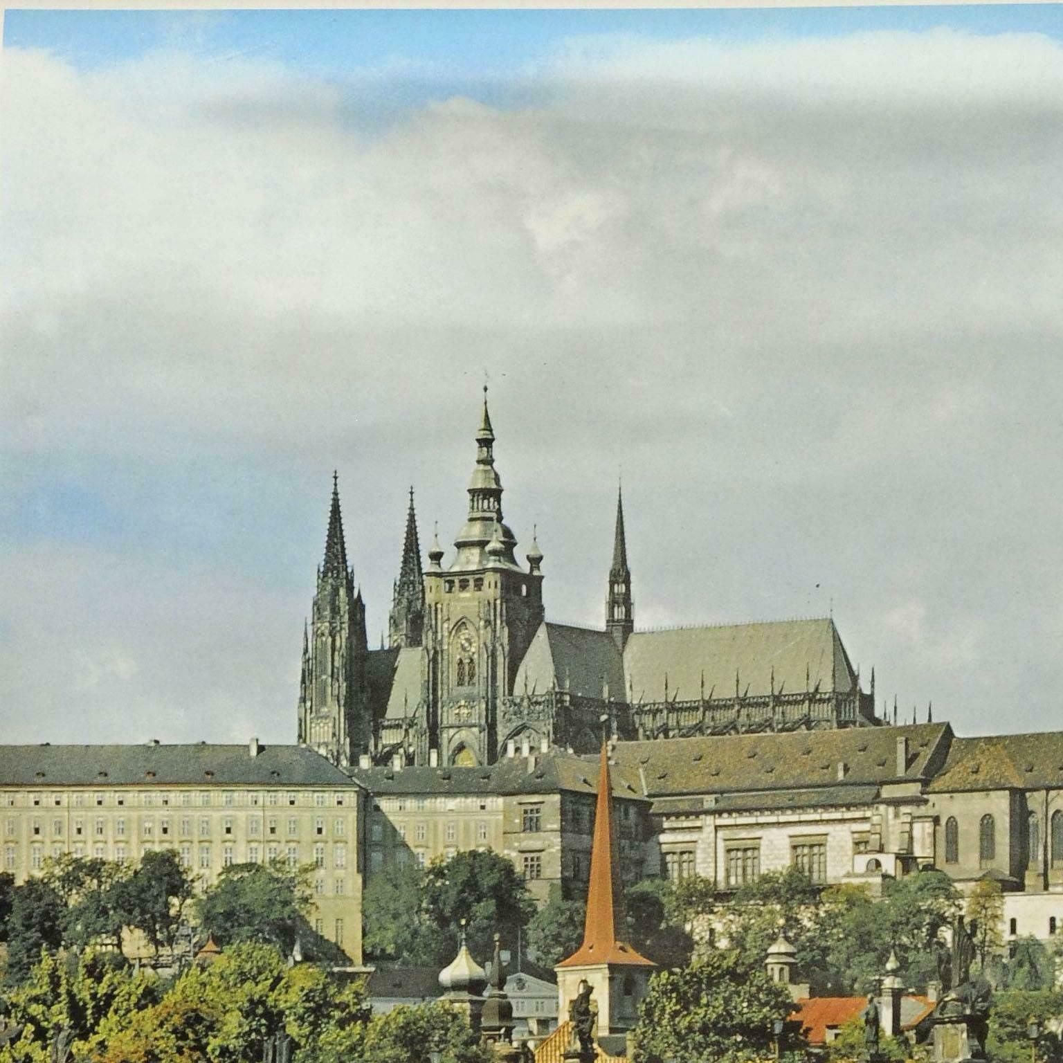 Prague St. Vitus Cathedral Charles Bridge Cityscape Vintage Wall Chart photo furniture