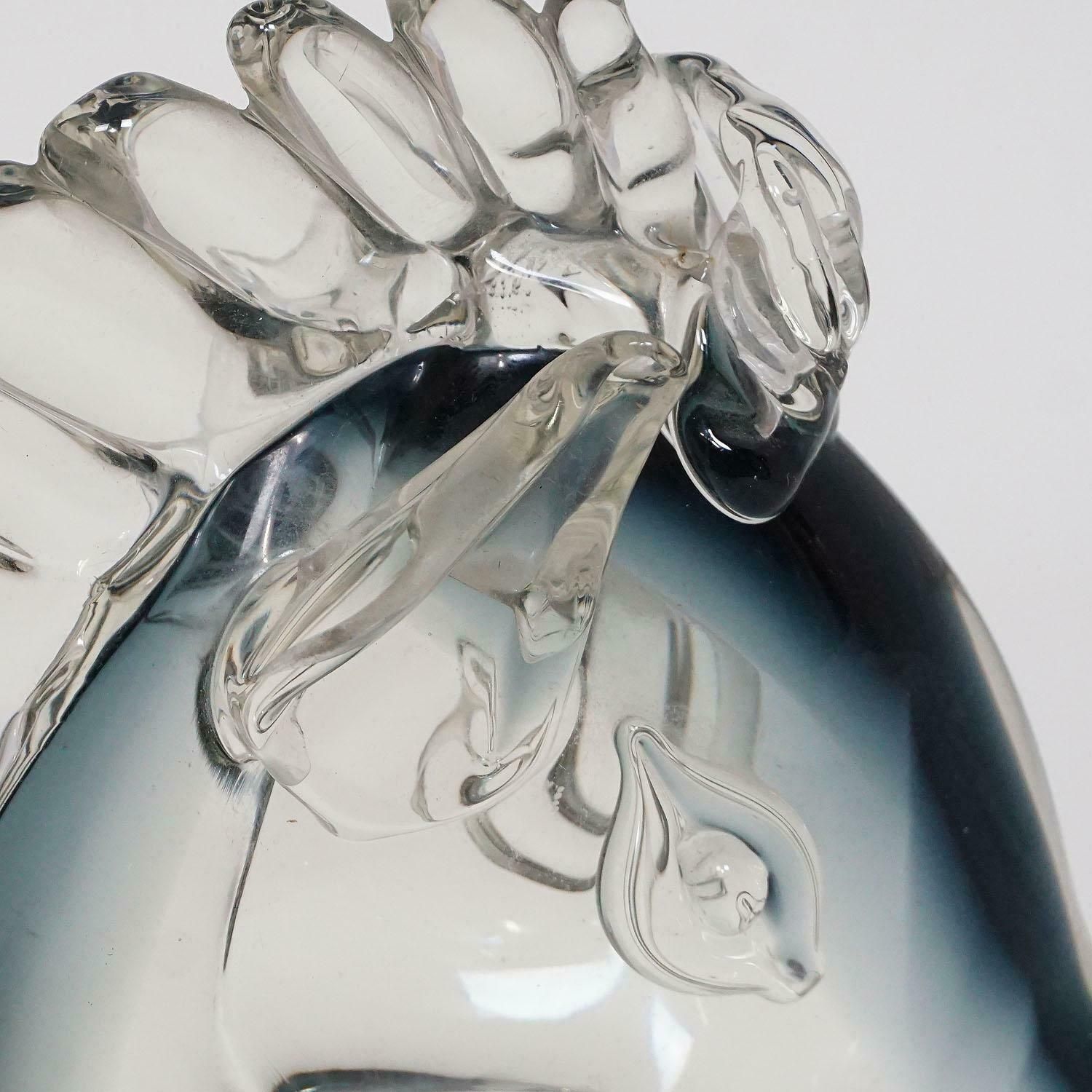 Stylized Murano Horse Head Sculpture In Sommerso Glass photo vinterior