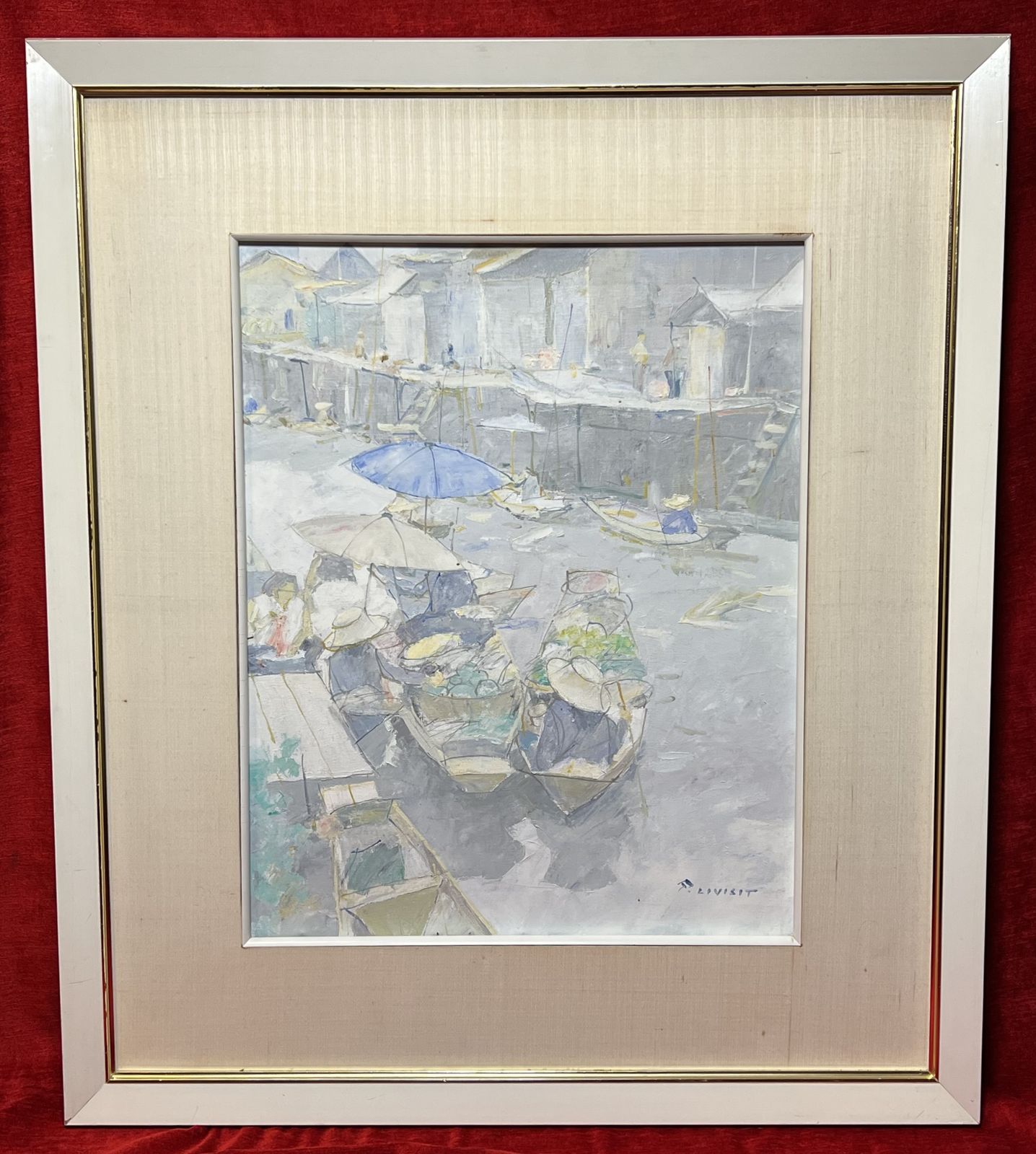 Impressionist 'Canal Vendors In Thailand' Artwork By Thai Artist Patamares Livisit photo furniture