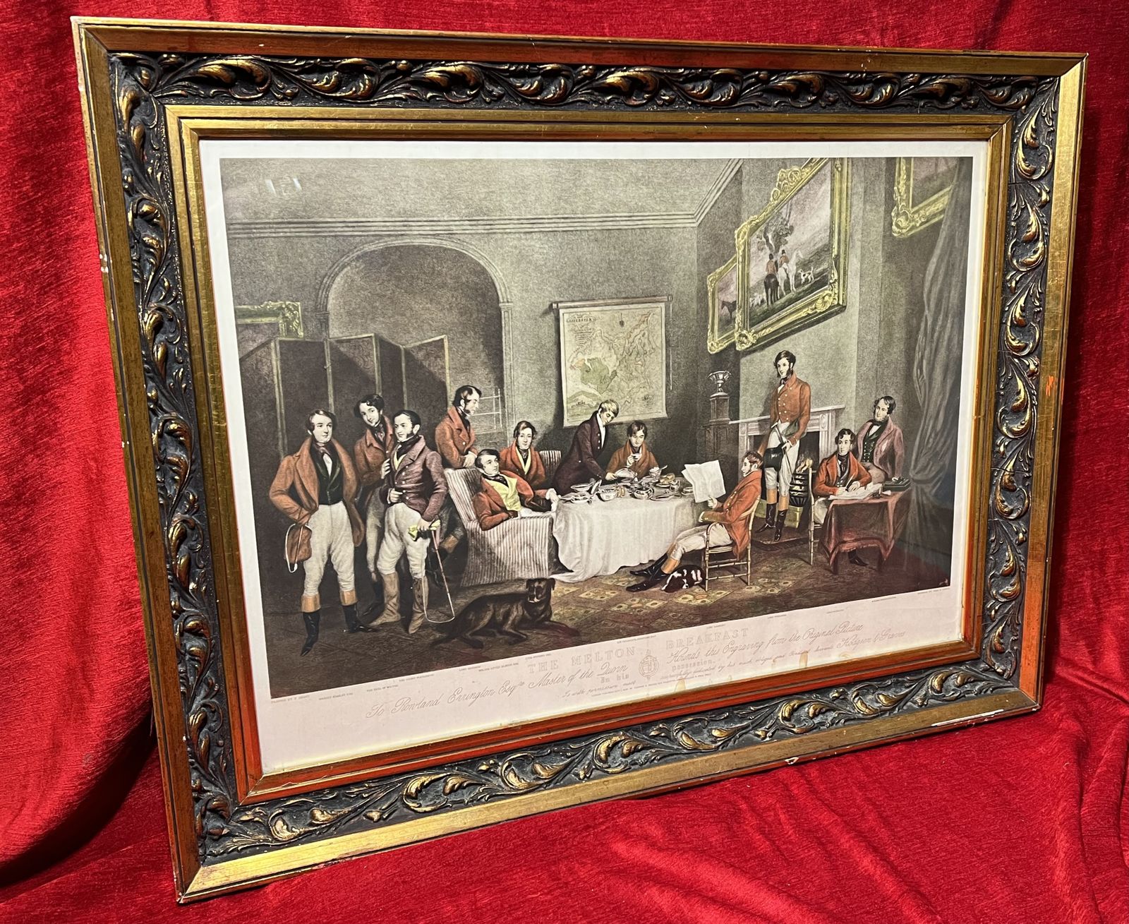 photo furniture 'The Melton Breakfast' Hand Tinted Lithography After Hudgson And Graves 1839 Publication Set In Acanthus Gilt Wood Frame