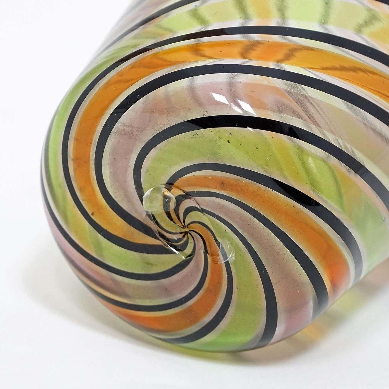 Fratelli Toso A Canne Glass Vase With Handles Murano Italy Ca 1965 photo buy