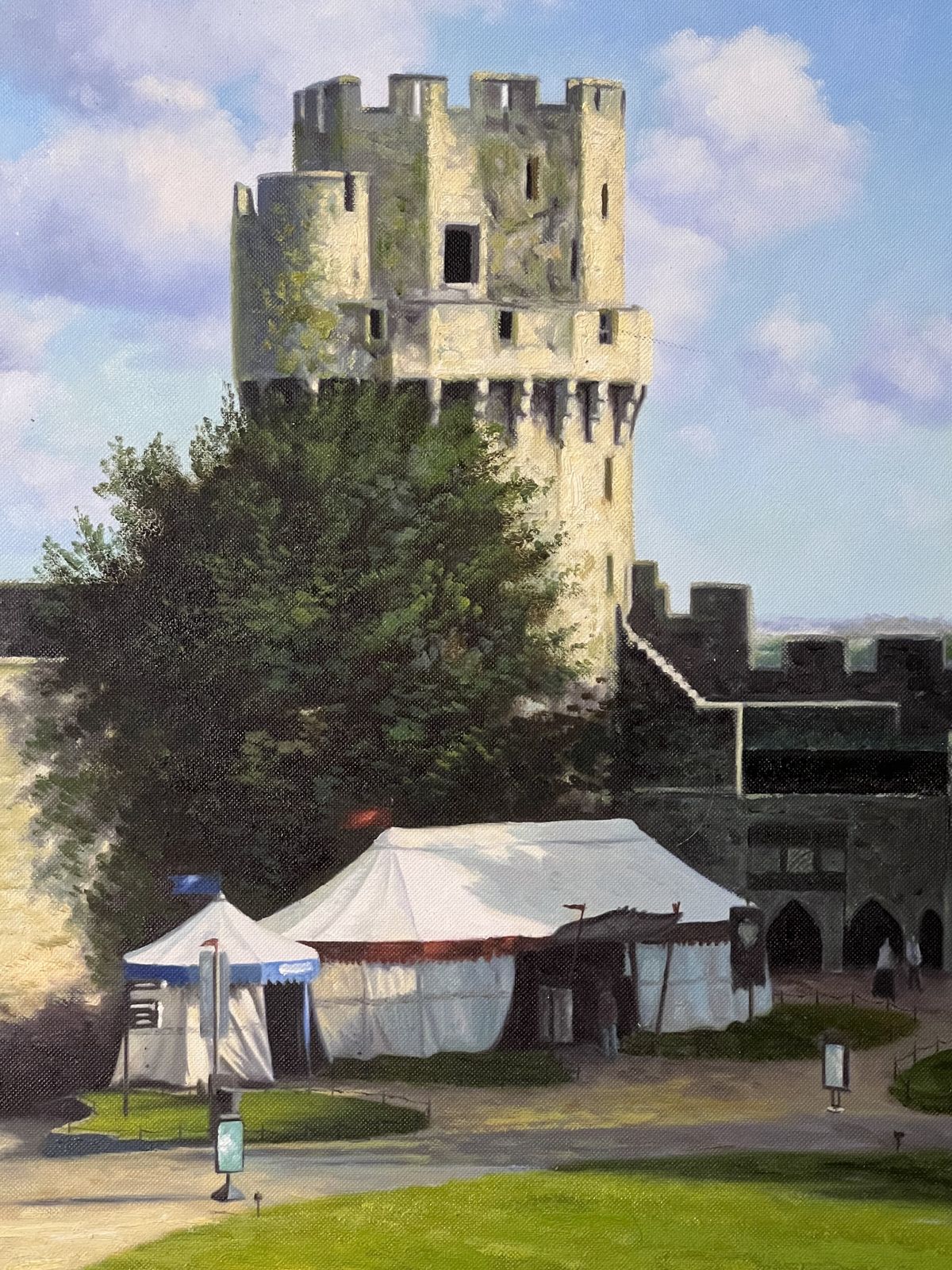 Antique English School Historic Warwick Castle England Oil Painting Signed R Soan photo buy